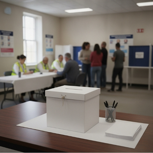 Wahlurnen auf Tisch